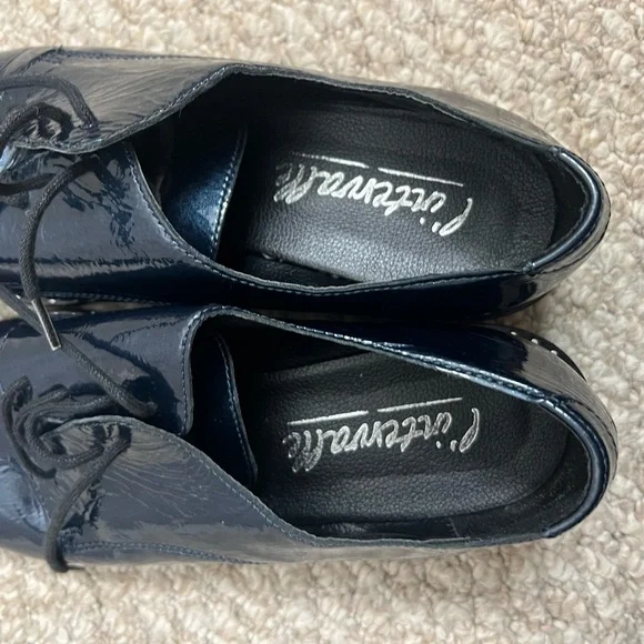 l’intervalle oxfords lace up blue black silver studded size 40 pointed toe - Picture 9 of 13